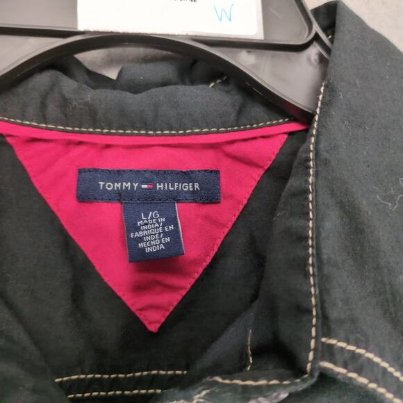 Tommy Hilfiger Black Contrast Stitching Button Up Shirt Women's L Y2K Streetwear - Picture 4 of 10